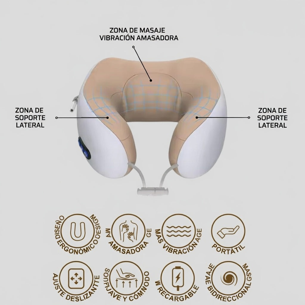 Masajeador Cervical Calefactor + Antifaz de Gel Gratis | Alivio Dolor de Cuello y Migrañas